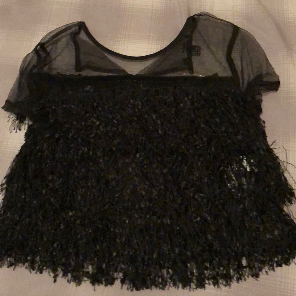 Fringe Mesh Crop Top